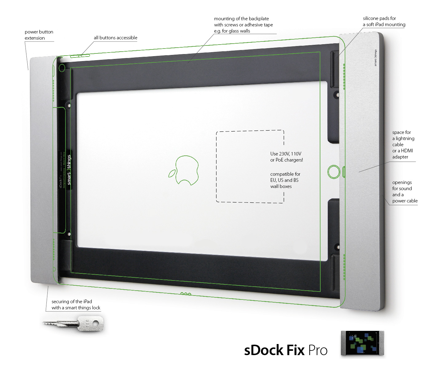 sDock Fix Pro s13— фиксированное настенное крепление для Apple iPad Pro 12.9